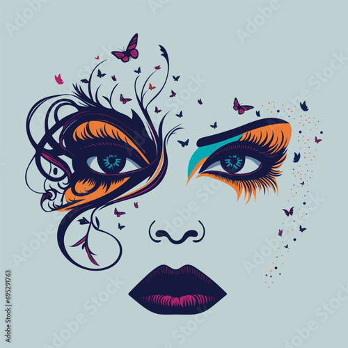 Beautiful illustration of girl face svg, lady svg, woman svg, digital art