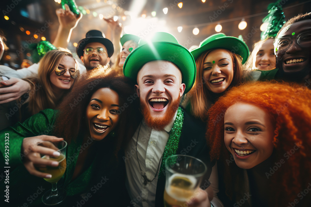 Young people have fun on st Patricks day party