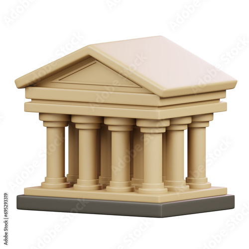 Parthenon Temple Isolated. Symbols Icons And Culture Of Italy. 3D Render