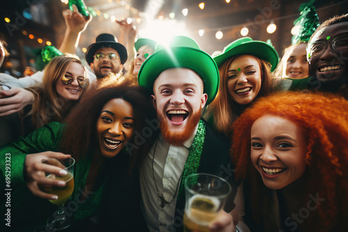 Young people have fun on st Patricks day party photo