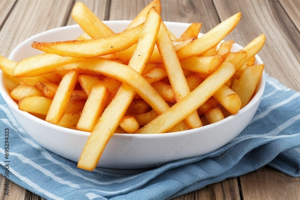 French fries with sour cream and ketchup. French fries with sour cream and ketchup.