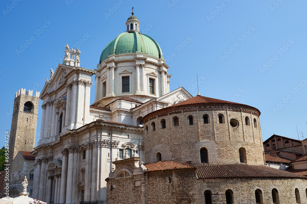 New and old Cathedral of Brescia in Italy
