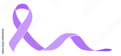 Purple ribbon awareness world cancer symbol. Vector illustration photo
