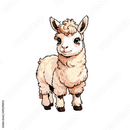 cute tiny llama vector graphic sticker