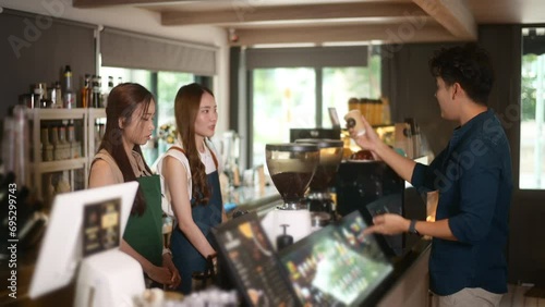 Angry customer complaining about barista in coffee shop..