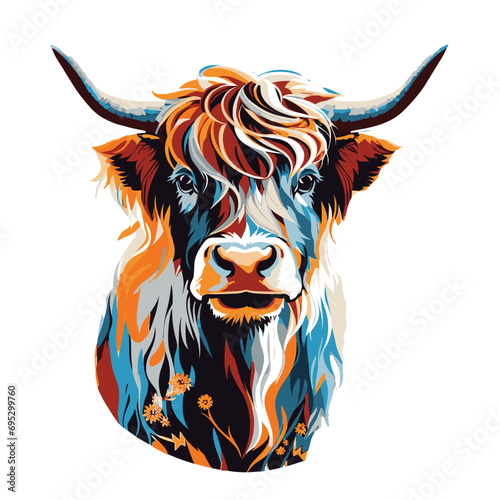 Highland cow's head shaggy hair
