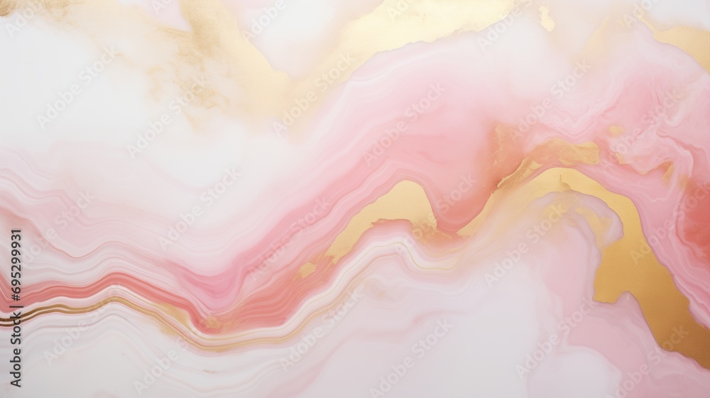 Luxurious abstract pink, gold, and white marble textures. Generative AI
