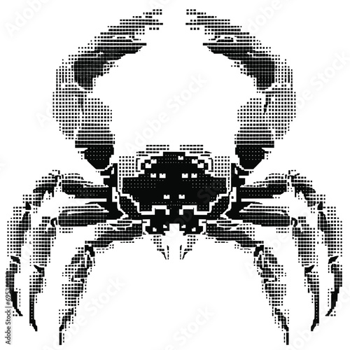 pixel art crab black and white