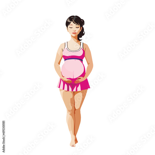 Pregnant Asian Woman Doing Yoga