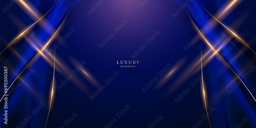 blue abstract background with luxury golden elements vector illustration - obrazy, fototapety, plakaty 