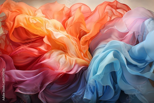 A soft pastel palette of liquid colors gently flowing and intertwining, creating a delicate and harmonious composition