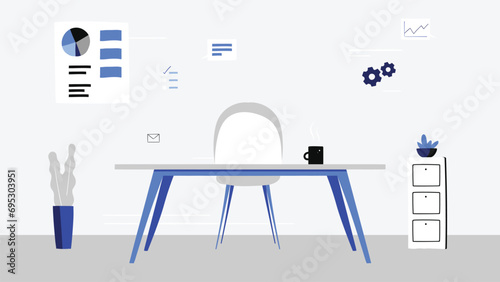 Workroom interior concept in flat design