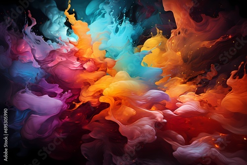 A symphony of swirling liquid colors resembling a celestial nebula
