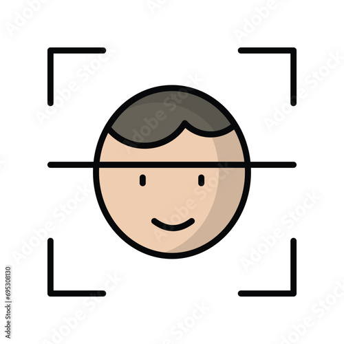 facial recognition icon with white background vector stock illustration