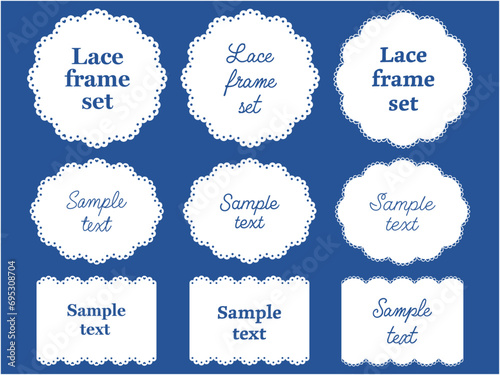 レース風フレームのベクターイラストセット