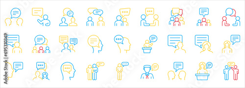Talk  speech  discussion  dialog  meeting  chat  conference  speaking icon set  vector illustration on white background