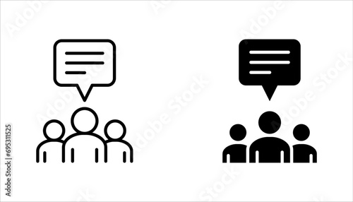people talking icon set, bubble, speak, business group, vector illustration on white background