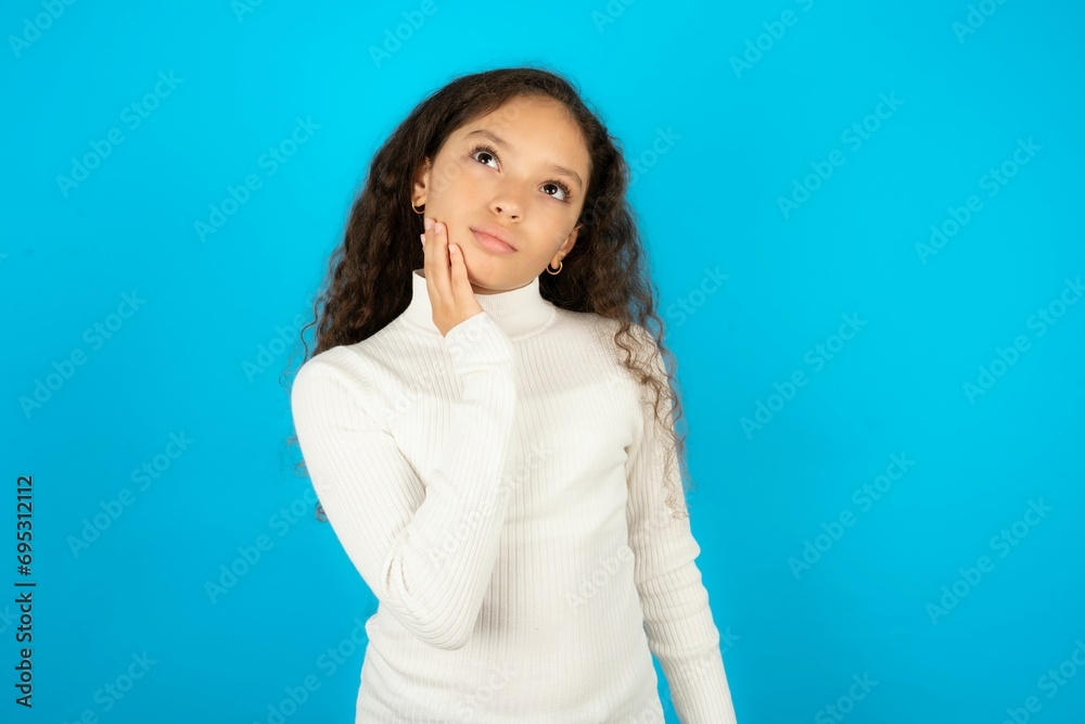 Photo of Young beautiful teen girl enjoy fresh perfect smooth skin touch face Photo of Young beautiful teen girl enjoy fresh perfect smooth skin touch face