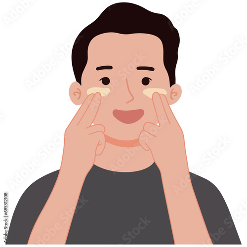 Portrait a man using skincare moisturizer vector