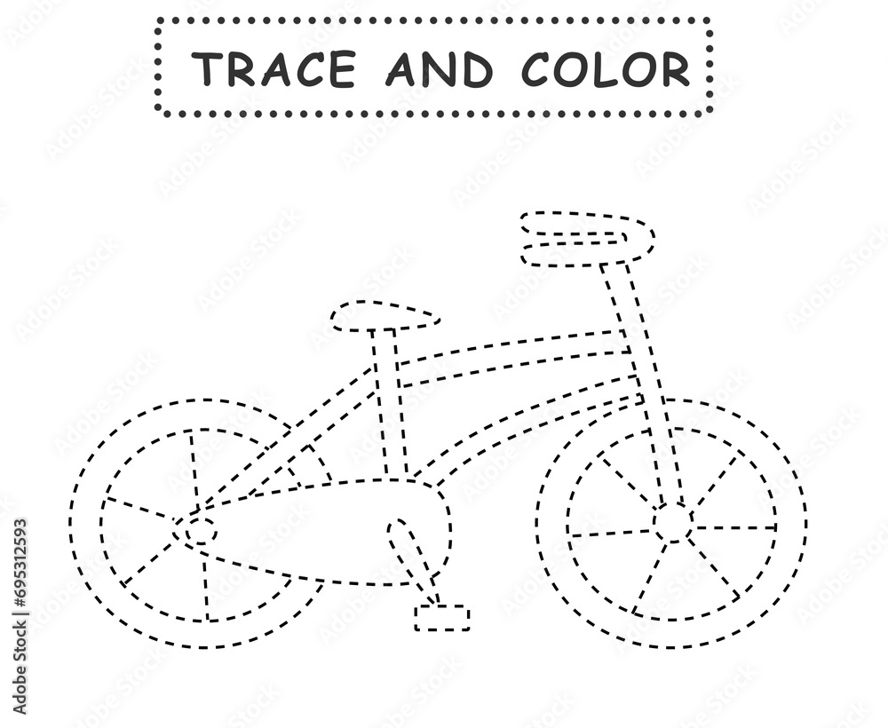 Trace and color for children. Handwriting practice. Coloring page for