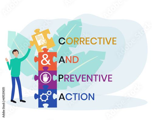 CAPA - Corrective and preventive action acronym. business concept background. vector illustration concept with keywords and icons. lettering illustration with icons for web banner, flyer