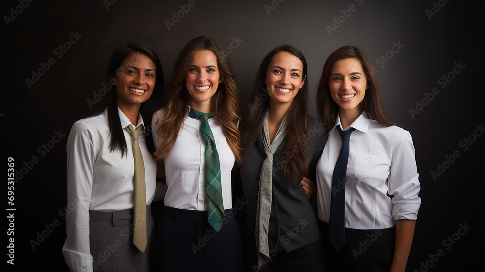 Four elegant women with ties Four elegant women with ties