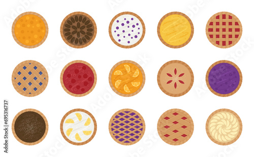 Delicious array of pie icon set vector illustration