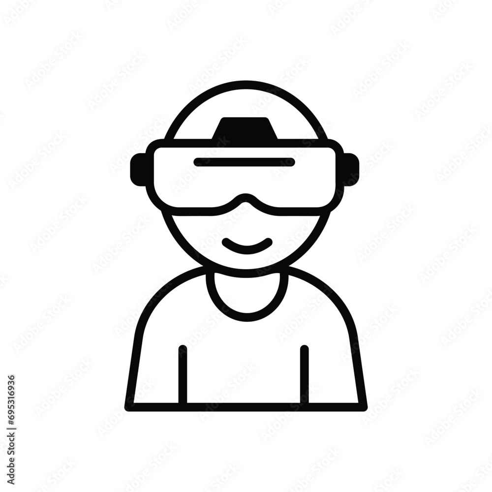 virtual reality (vr) icon with white background vector stock illustration