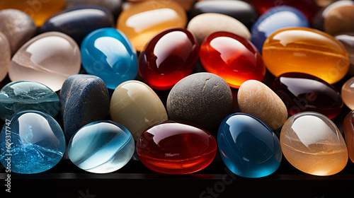 Colorful matted glass stones from sea photo