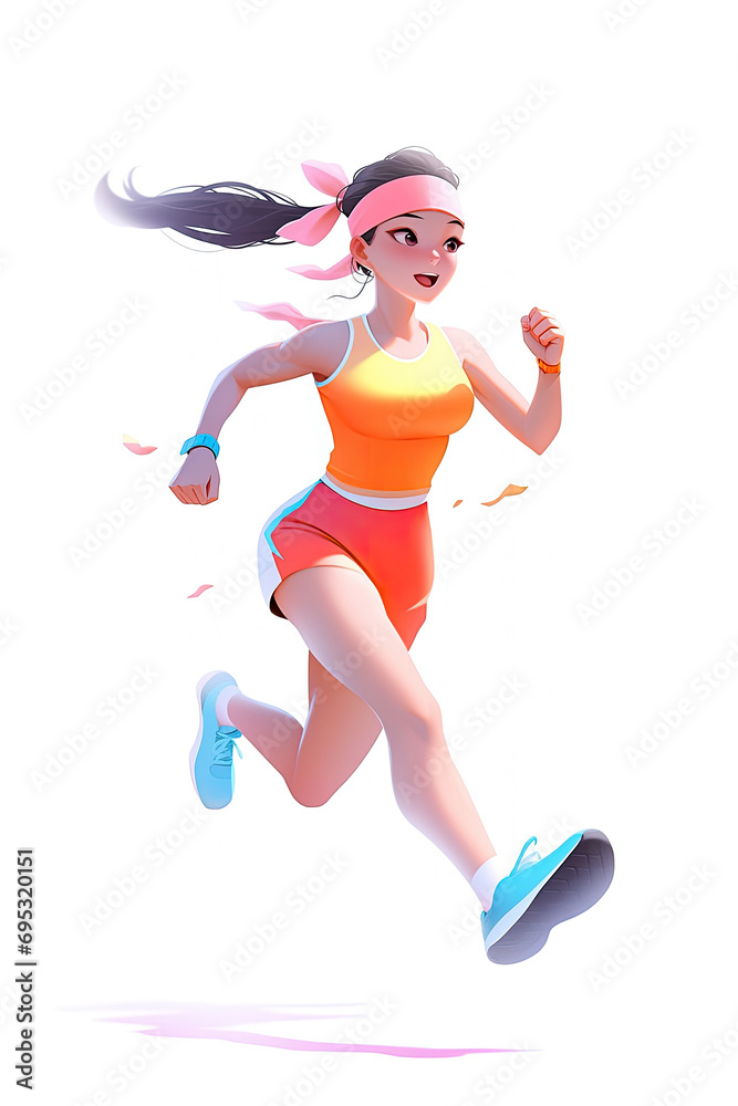 3d render of energetic sports woman isolated on white background.