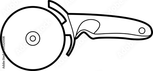 Pizza Cutter Kitchen Utensils Drawing Doodle Vector Illustration