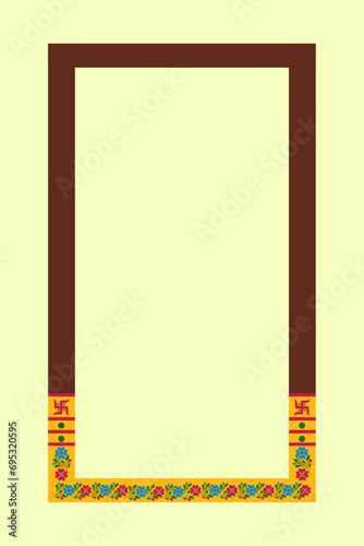Traditional Door, Gummam, Muggulu. Vintage Design, Floral, Door Design Vector photo