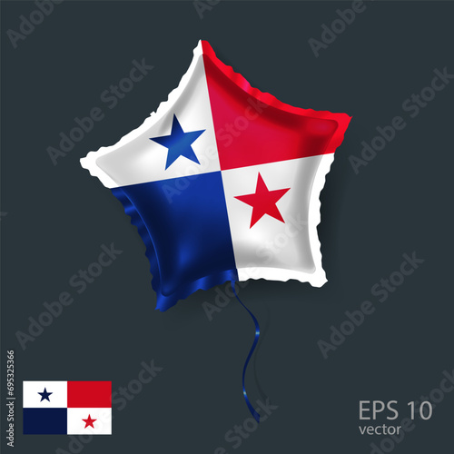  Celebration vector balloon with flag of Panama. Shiny Star balloon.
