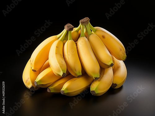 Bunch of bananas on a black background