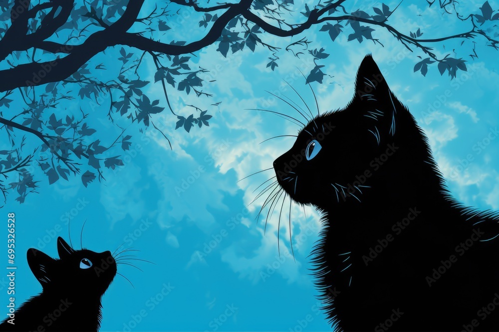 Obraz premium A cat looking at a tree