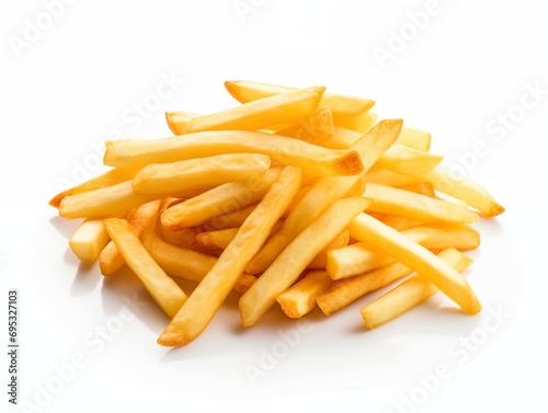 Pile of french fries on a white background