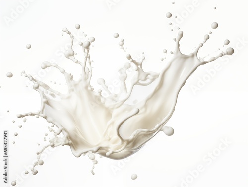 Dynamic milk splash isolated on white background