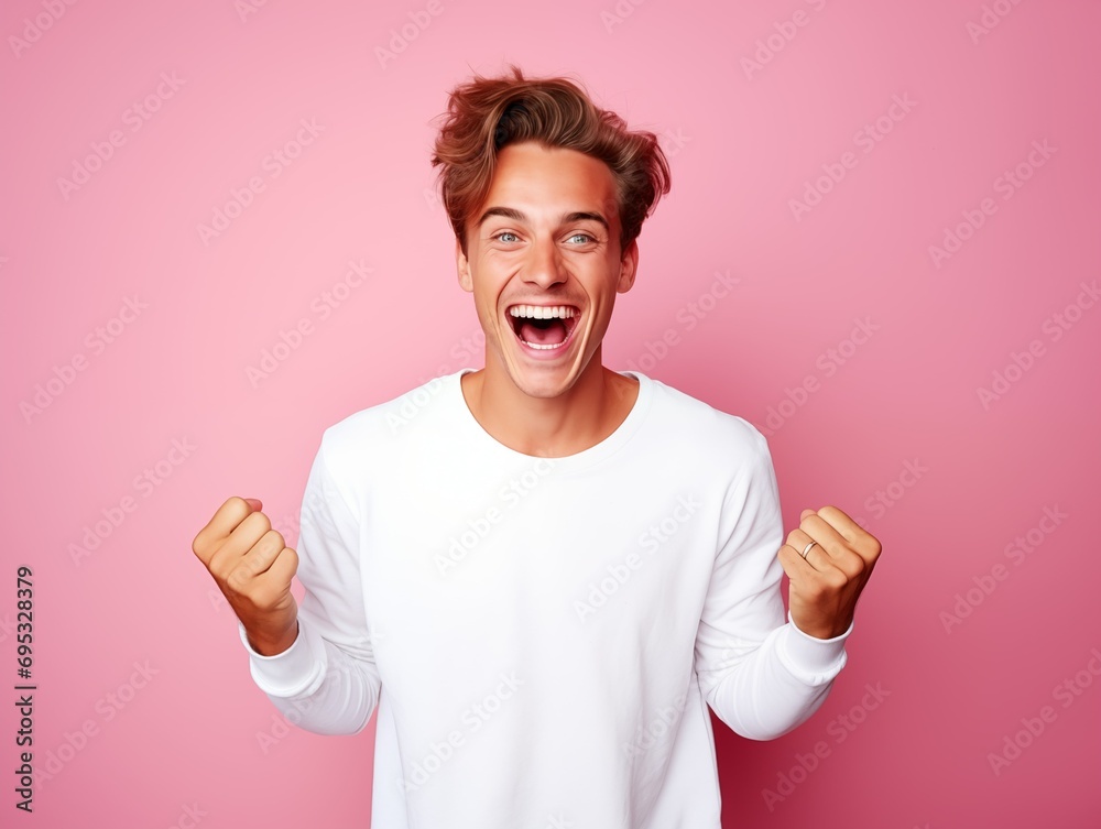 Joyful man celebrating success Joyful man celebrating success