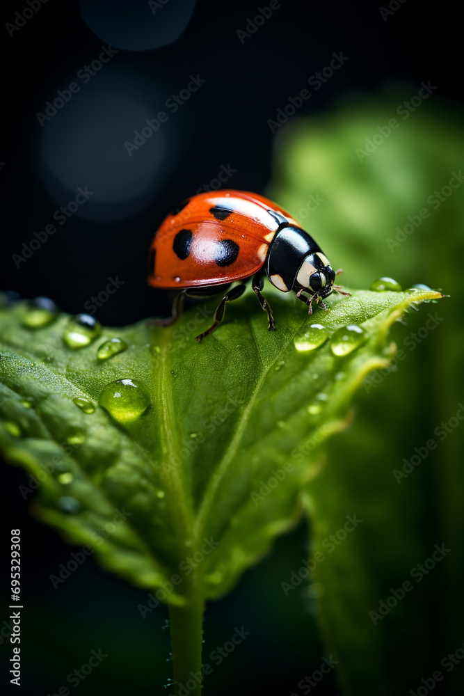 cinematic photography of a ladybird on a leaf created with Generative Ai cinematic photography of a ladybird on a leaf created with Generative Ai