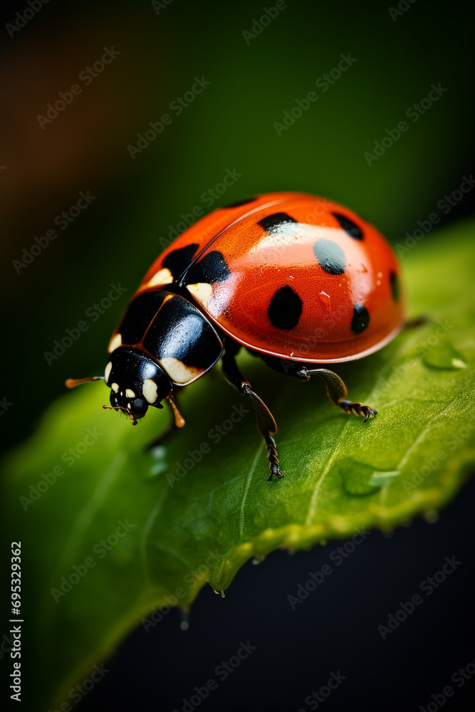 cinematic photography of a ladybird on a leaf created with Generative Ai cinematic photography of a ladybird on a leaf created with Generative Ai