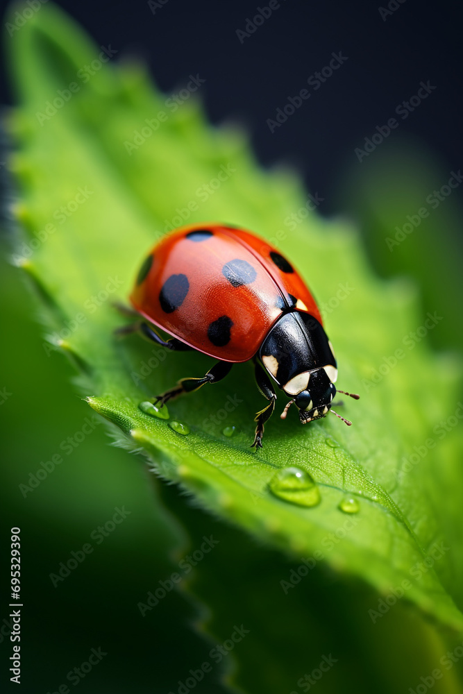 cinematic photography of a ladybird on a leaf created with Generative Ai cinematic photography of a ladybird on a leaf created with Generative Ai