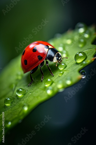 cinematic photography of a ladybird on a leaf created with Generative Ai