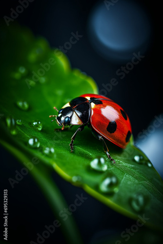 cinematic photography of a ladybird on a leaf created with Generative Ai