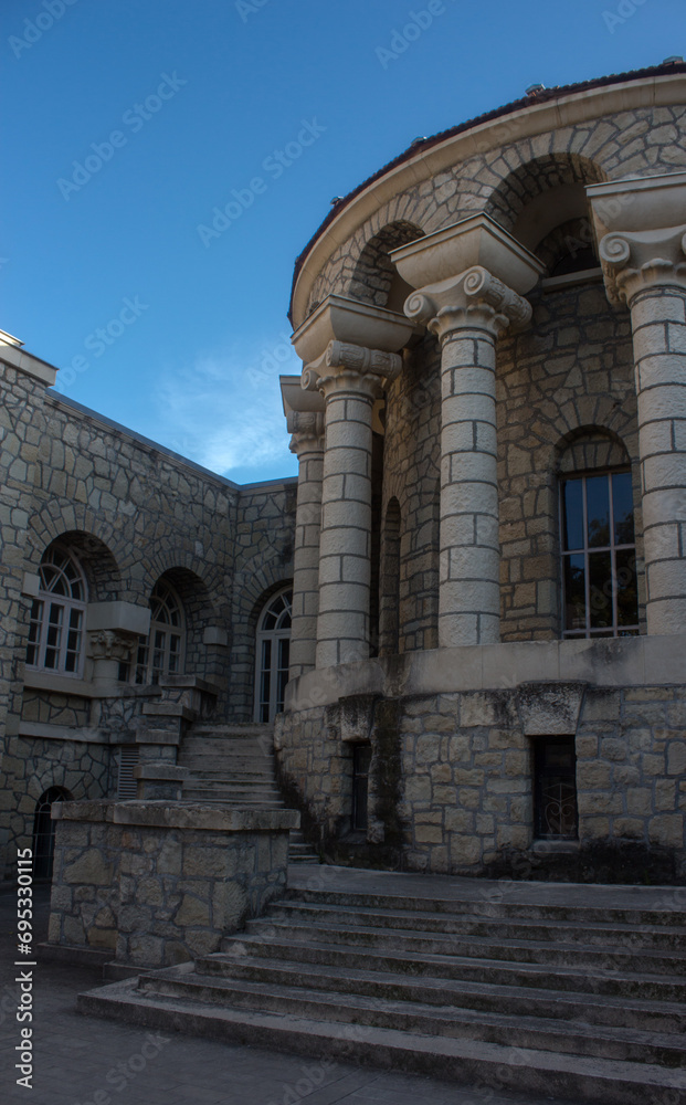 The courtyard of the mud baths named after N.A. Semashko in the resort park of Essentuki