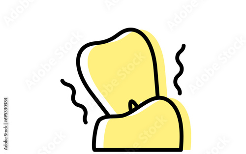 Dental: Image icon of wobbly teeth due to periodontal disease, simple line drawing