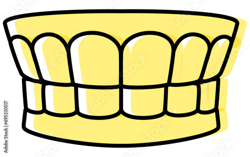 Dentistry: Iconic image of dentures, simple line drawing