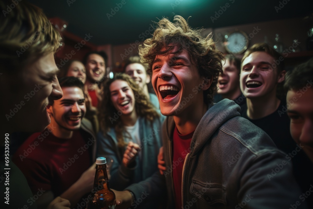 A group young people were enjoying a party at a house A group young people were enjoying a party at a house