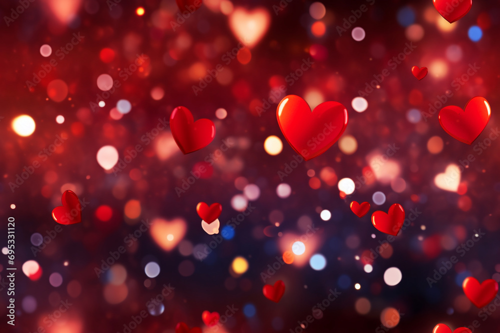 An array of hearts forming a bokeh effect on a romantic red background, Valentines Day pattern, seamless pattern An array of hearts forming a bokeh effect on a romantic red background, Valentines Day pattern, seamless pattern