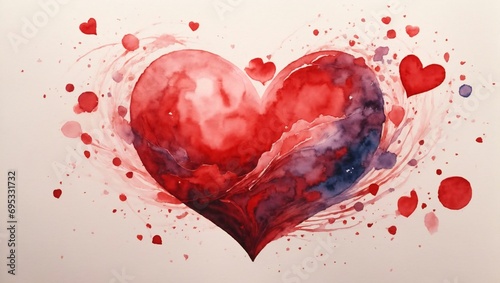 red heart on whitered glitter bokeh background 
 photo