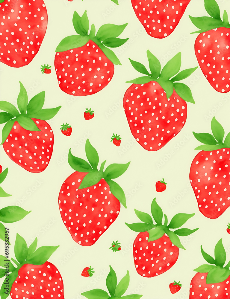Seamless pattern of strawberries on a light green background Seamless pattern of strawberries on a light green background